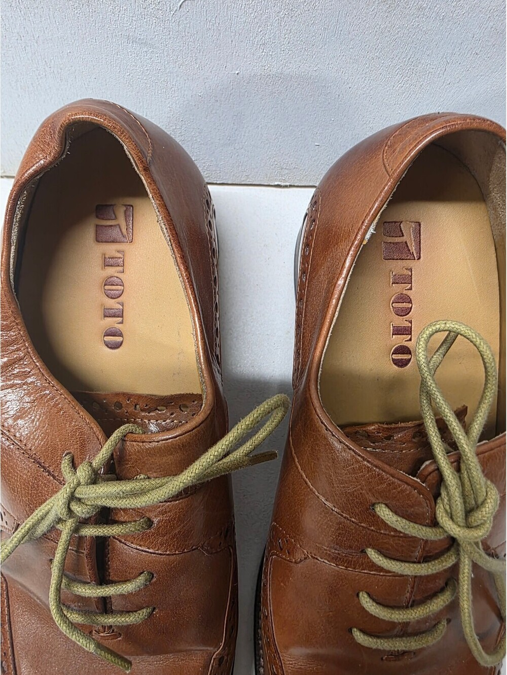 TOTO Mens Brown Leather Oxford Dress Shoes US 9 Vero Cuoio Brogue F6701